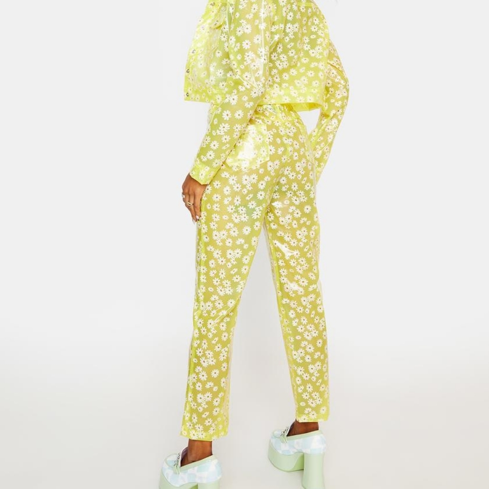 Nwt vinyl daisy print club wear rave groovy pants